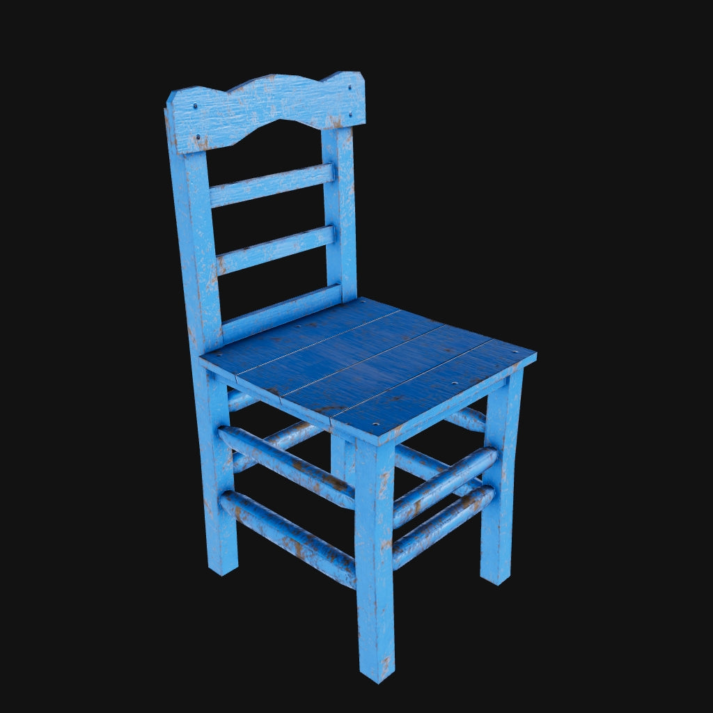 Blue wooden 3D chair